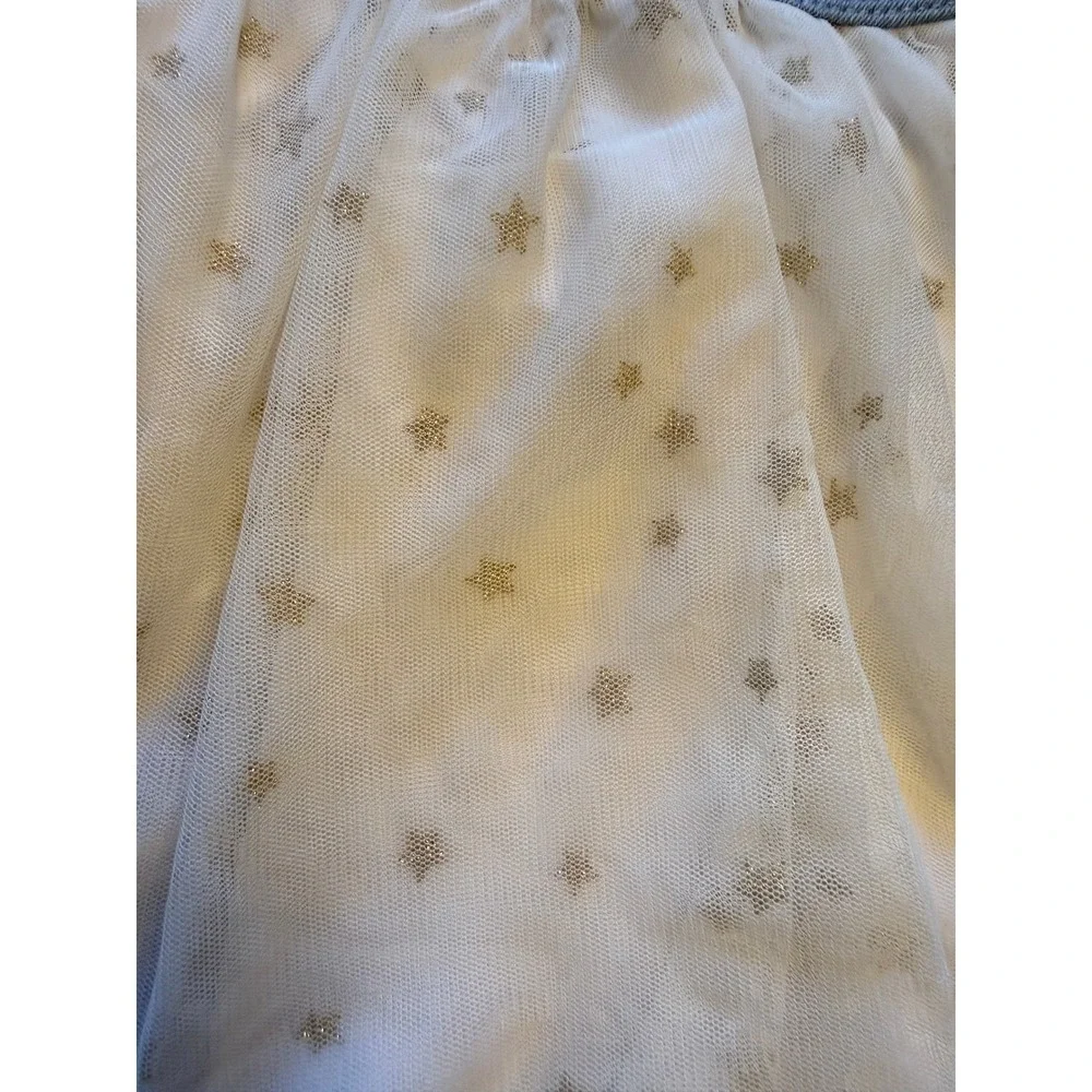 OshKosh B'gosh Overall Jumper Dress Toddler Blue White Excellent Gold Star Tutu